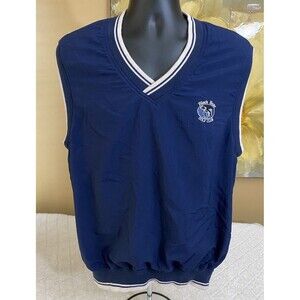 Vintage AM A Player Black Bear Golf Club Embroidered Blue Vest Men’s Size L